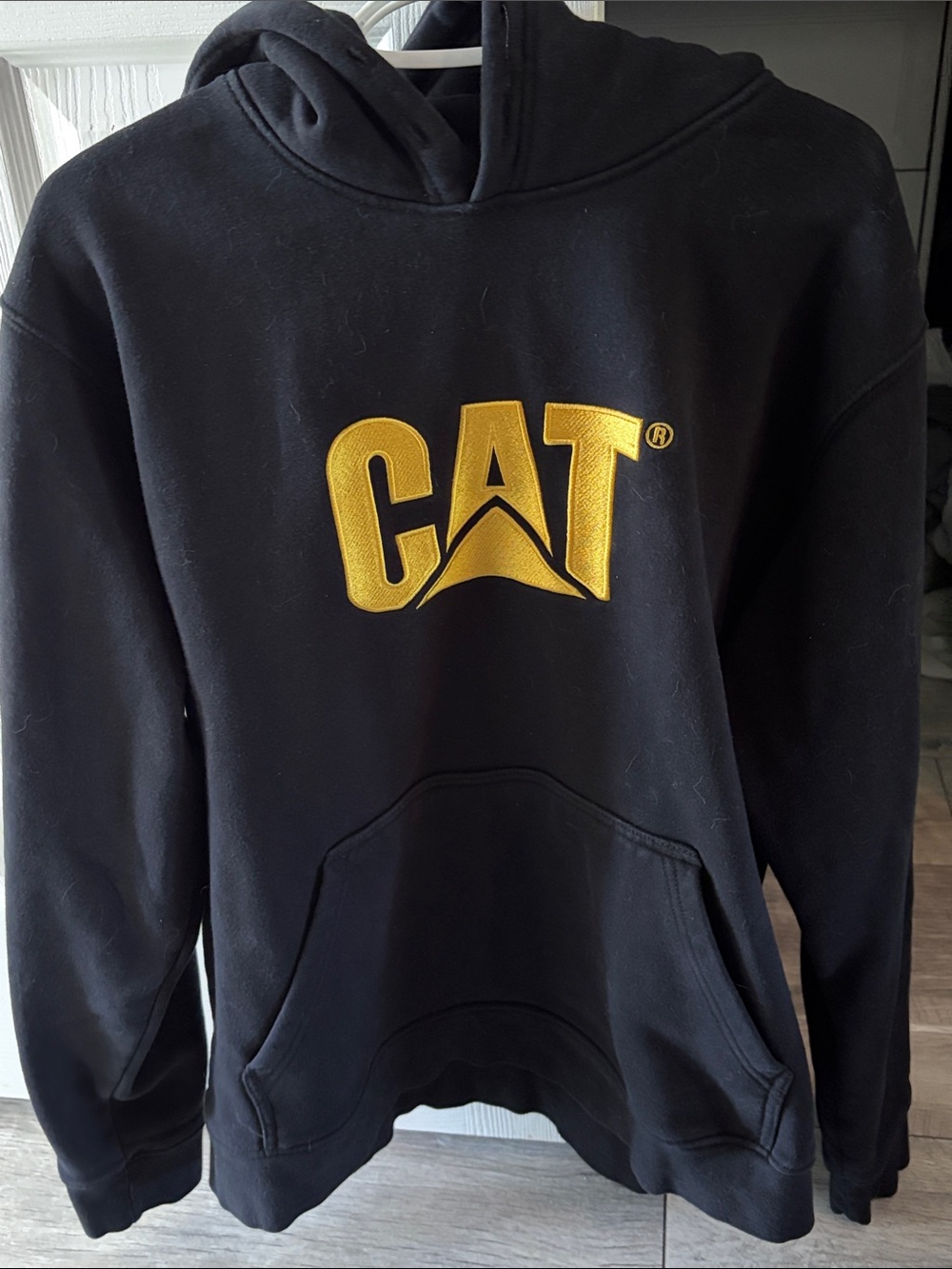 CAT Black Hoodie with Gold Logo - Men's Pullover